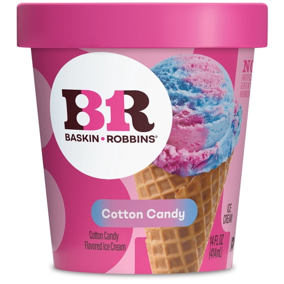 Baskin-Robbins Cotton Candy Ice Cream, 14 fl oz Cup  Sweet Pink and Blue Cotton Candy-Flavored Ice Cream