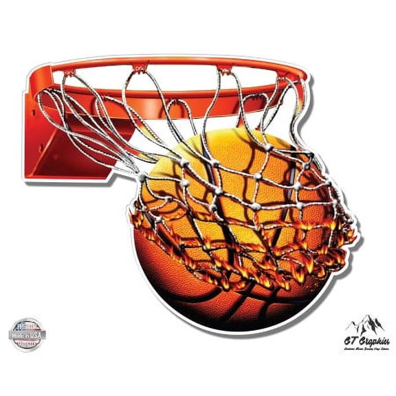 Baskteball Hoop - 5" Vinyl Sticker - For Car Laptop I-Pad - Waterproof Decal
