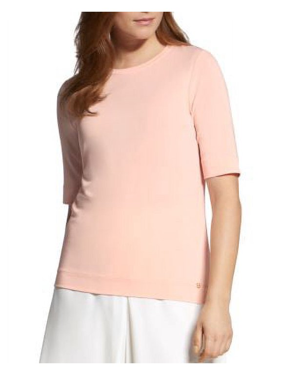 BLUSH Jewel Neck Elbow-Sleeve Top, US 10