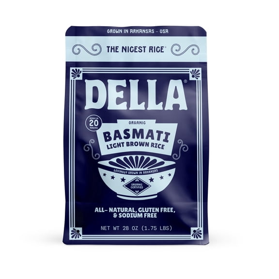 Della Basmati Light Brown Rice  Organic, 28oz
