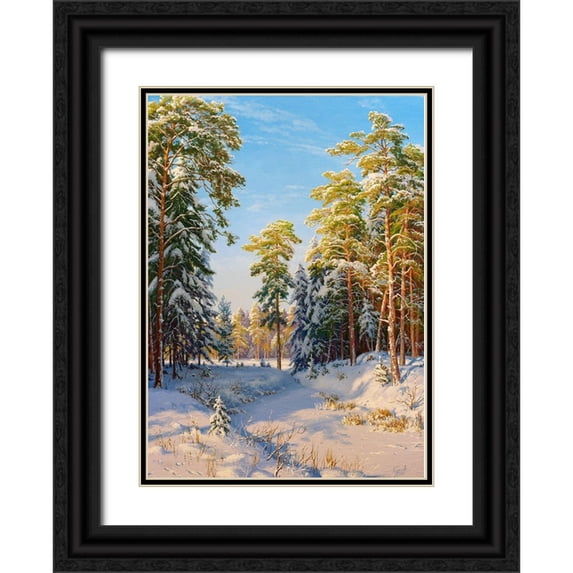 Basov, Sergej 11x14 Black Ornate Wood Framed with Double Matting Museum Art Print Titled - Winter noon