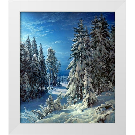 Basov, Sergej 12x13 White Modern Wood Framed Museum Art Print Titled - Winter night