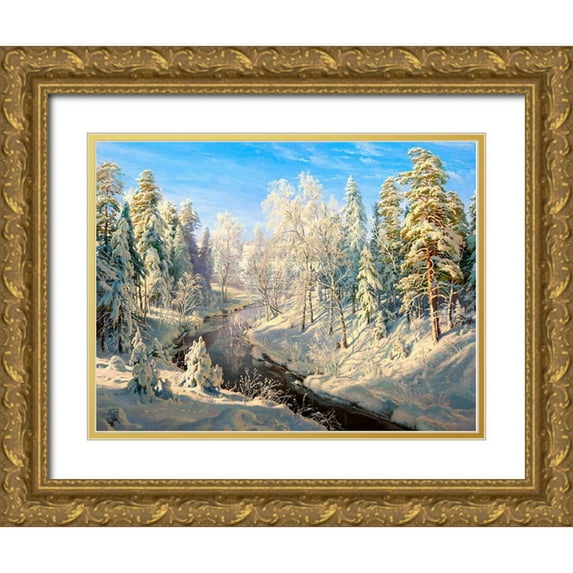 Basov, Sergej 18x15 Gold Ornate Wood Framed with Double Matting Museum Art Print Titled - Hoarfrost