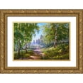 thumbnail image 1 of Basov, Sergej 24x17 Gold Ornate Wood Framed with Double Matting Museum Art Print Titled - Birch forest, 1 of 4