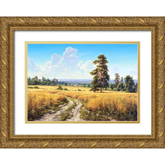 Basov, Sergej 24x18 Gold Ornate Wood Framed with Double Matting Museum Art Print Titled - August
