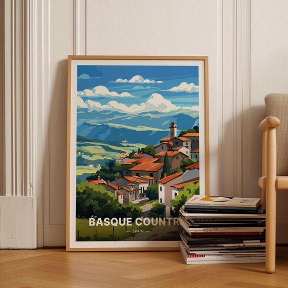 Basque Country Spain Landscape Travel Wall Art, Stretched Canvas 8x10in