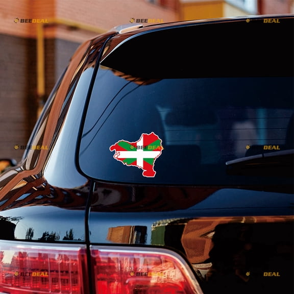 Basque Flag Map Sticker Decal Vinyl - 2 Pack Reflective 4" - For Car Boat Laptop Cup