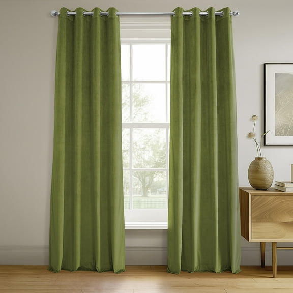 Basque Green Grommet Signature Velvet Blackout Curtain (1 Panel), Basque Green, 50W X 120L