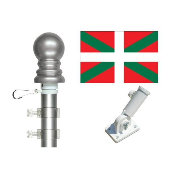 Basque Lands 3'x5' Flag and Spinner Flagpole Set, Includes Flag, 6' Spinner Pole and Bracket