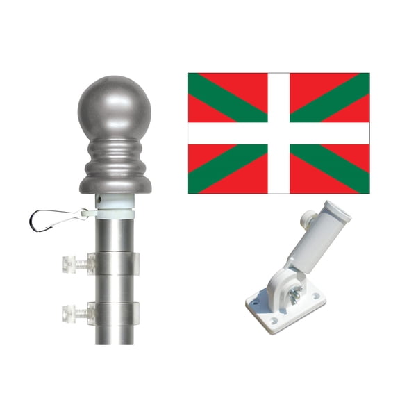Basque Lands 3'x5' Flag and Spinner Flagpole Set, Includes Flag, 6' Spinner Pole and Bracket