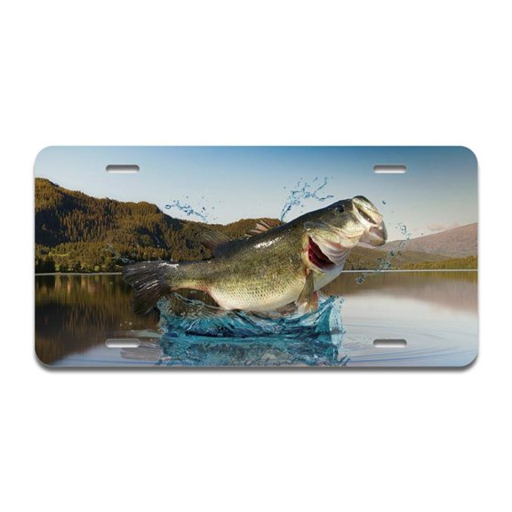 Bass Aluminum License Plate | License Plate 12" X 6" Fits Any Car, Truck, SUV, RV, or Trailer