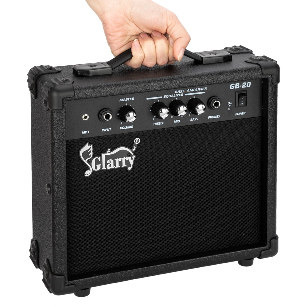 Bass Amplifier&nbsp;Controls - Lighted Power Switch, 1/4" Headphone Jack - Portable, Black - Ideal for Beginners