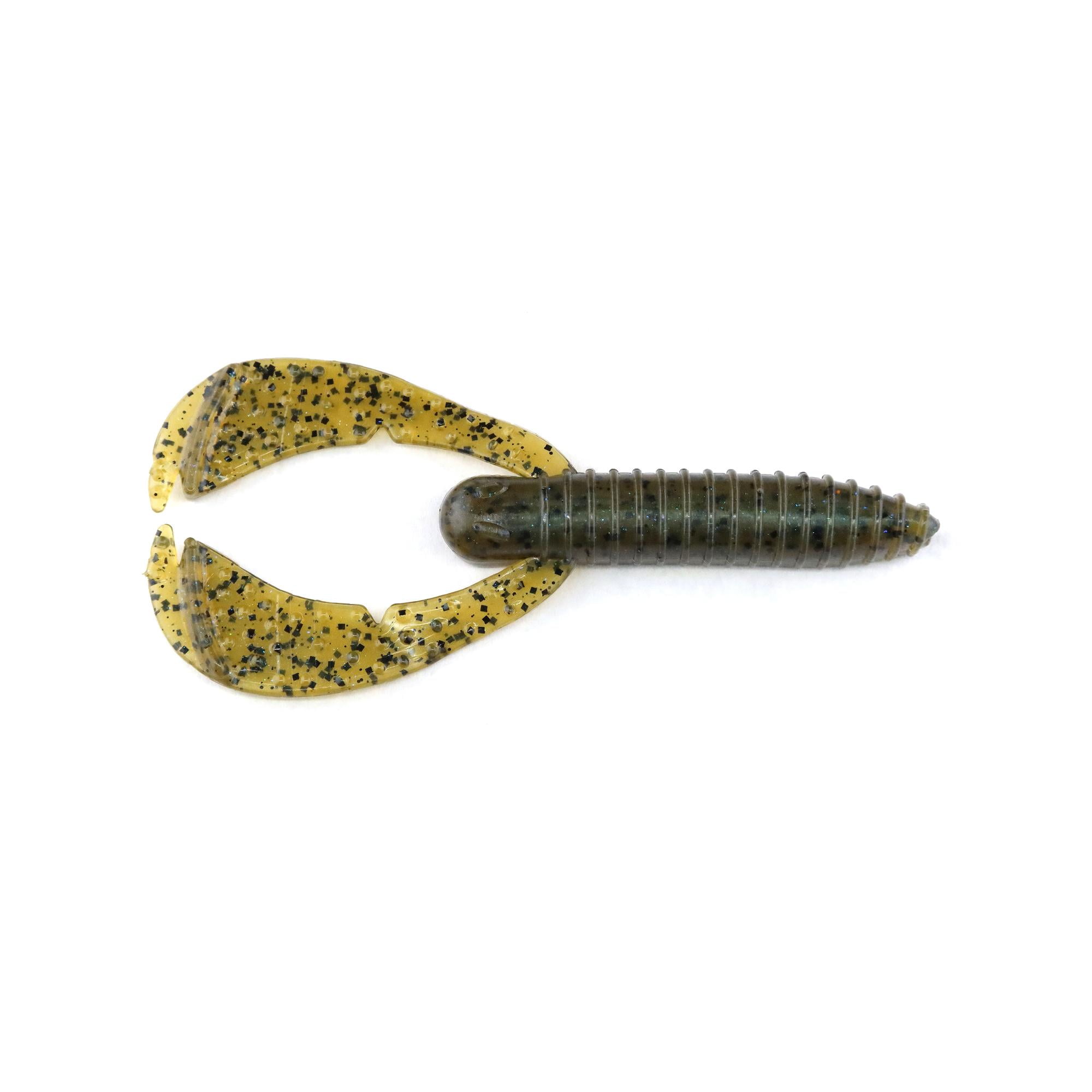 Bass Assassin BANG Lures Woopah Craw, 4in, 7 per Pack, Green Pumpkin