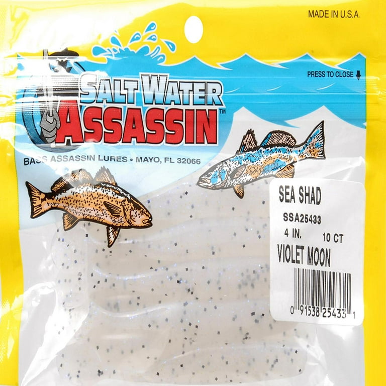 Bass Assassin Lures 4 Seashad 10 Count Violet Moon - SSA25433 