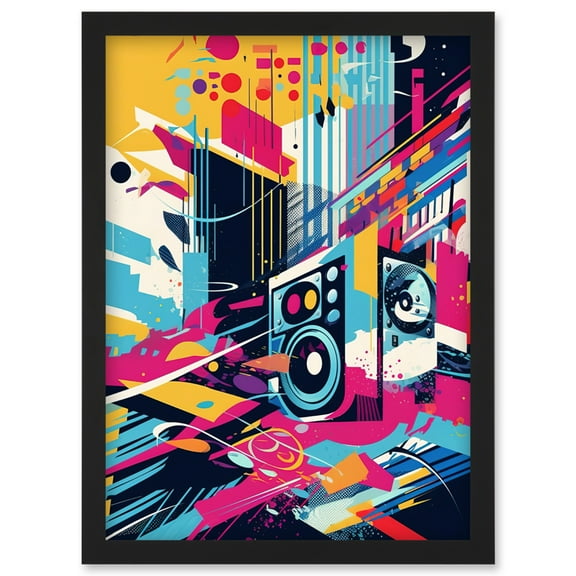 Bass Blast Music Subwoofer Speaker Abstract Colour Soundscape Frequency Modern Artwork Artwork Framed Wall Art Print A4