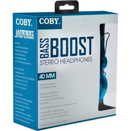 Coby Bass Boost Over Ear Headphones, Blue, CVH-802-BLU