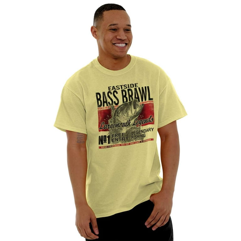 Bass Brawl Fishing Funny Fisherman Men's Graphic T Shirt Tees Brisco Brands  L