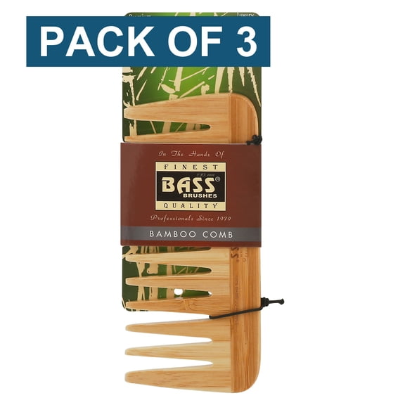Bass Brushes - Comb Wood Medium Wide Tooth - CT - Pack of 3