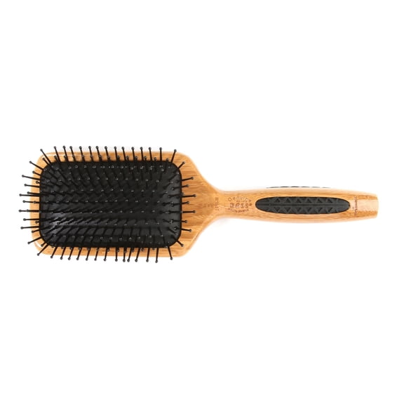Brush - Large Square Paddle Brush Cushion Light Wood Handle Nylon Bristle Bass B by Bass Brushes