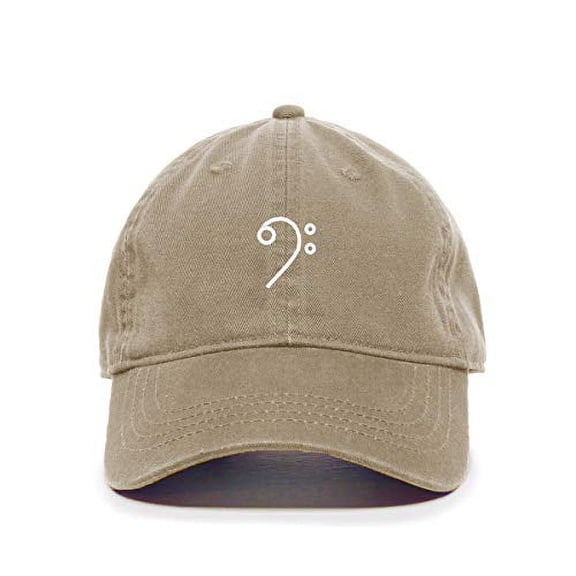 Bass Clef Baseball Cap Embroidered Cotton Adjustable Dad Hat Khaki