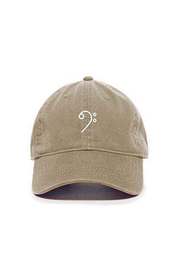 Bass Clef Baseball Cap Embroidered Cotton Adjustable Dad Hat Khaki