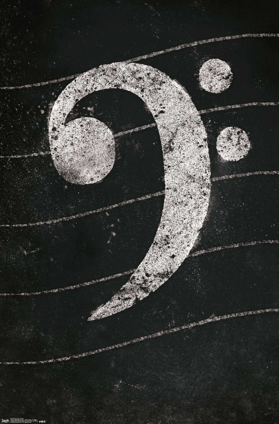Bass Clef - Chalk Wall Poster, 14.725" x 22.375"