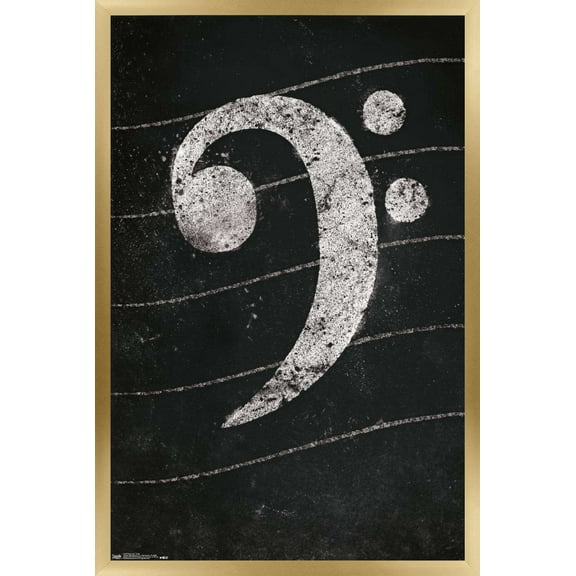 Bass Clef - Chalk Wall Poster, 22.375" x 34", Framed