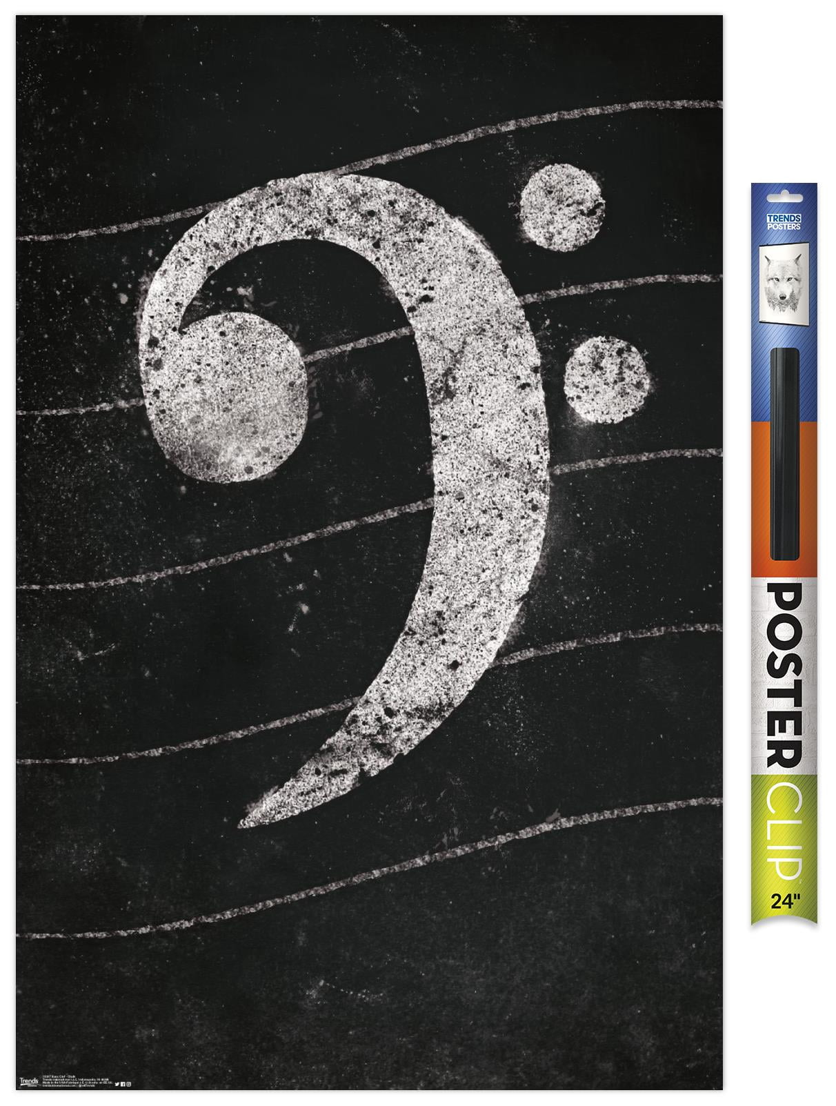 Bass Clef - Chalk Wall Poster, 22.375" x 34"