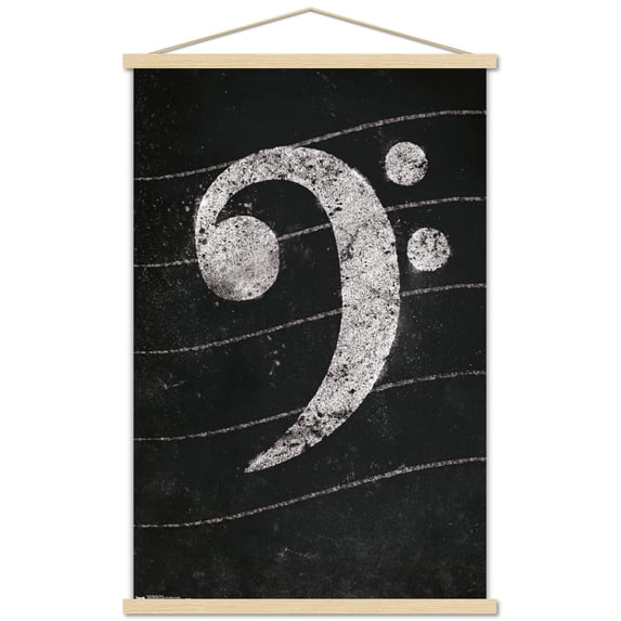 Bass Clef - Chalk Wall Poster with Wooden Magnetic Frame, 22.375" x 34"