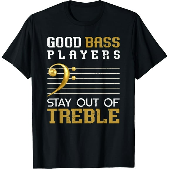 Bass Clef Funny Bass Player Gift Bass Guitar T-ShirtMen and women, Black T-shirt, size: Extra large