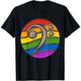 thumbnail image 1 of Bass Clef Headphones Notes Music Song Musician Rainbow T-Shirt, 1 of 3