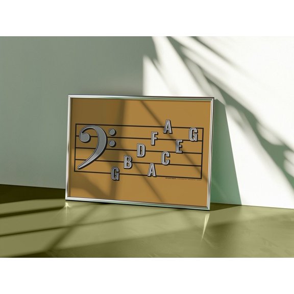 Bass Clef Note Names Music Education Yellow