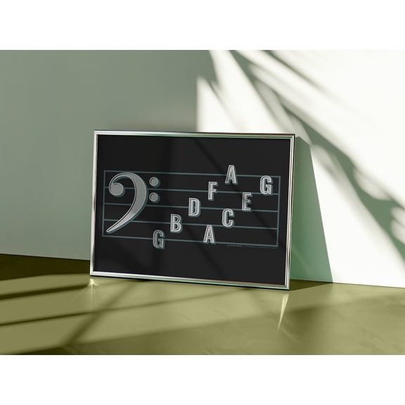 Bass Clef Note Names Poster Music Education Poster Black