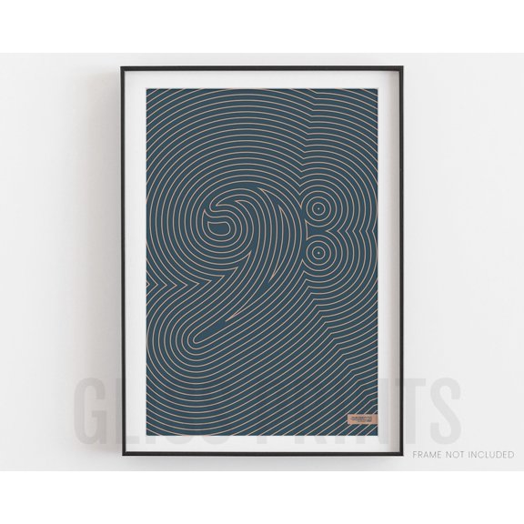 Bass Clef Poster Striped Pattern Music Art Poster Blue