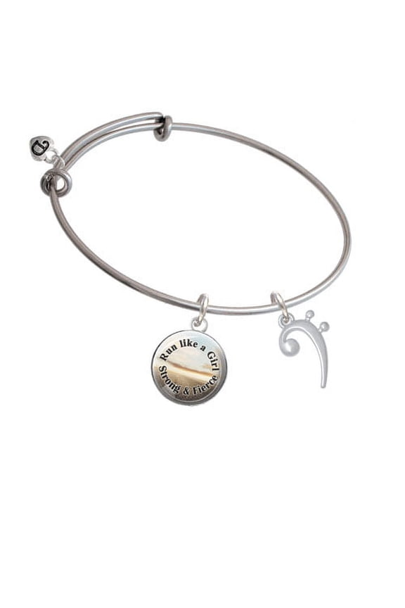 Bass Clef Run Like A Girl Bangle Bracelet