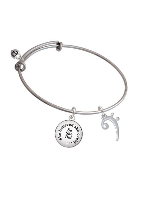 Bass Clef She Believed She Could Bangle Bracelet