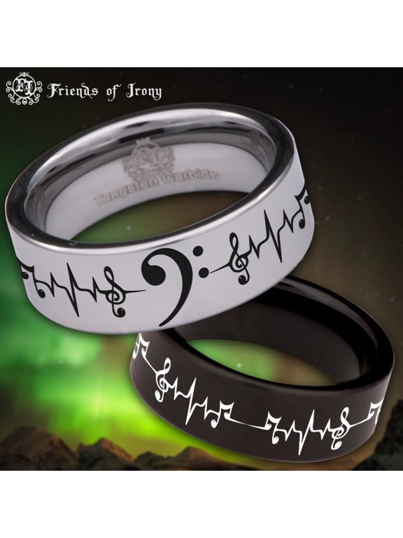 Bass Clef Tungsten Carbide Ring
