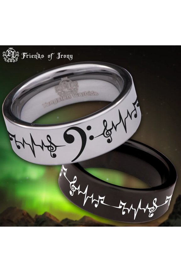 Bass Clef Tungsten Carbide Ring