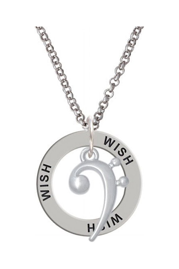 Bass Clef Wish Affirmation Ring Necklace