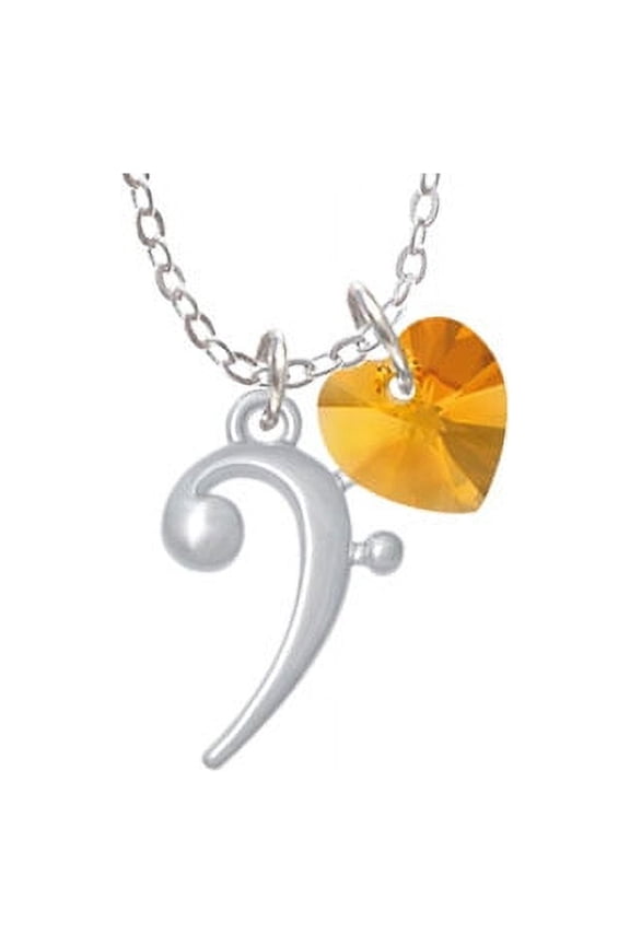 Bass Clef - Yellow Crystal Heart Sophia Necklace, 18"+1"