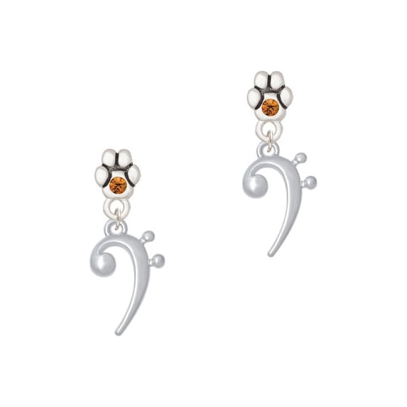 Bass Clef - Yellow Crystal Paw Earrings