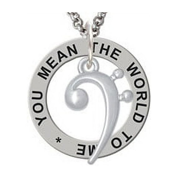 Bass Clef You Mean The World To Me Affirmation Ring Necklace