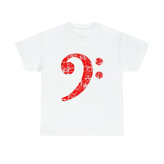 Bass Clef for Bass Players (Distressed Red) Tshirt