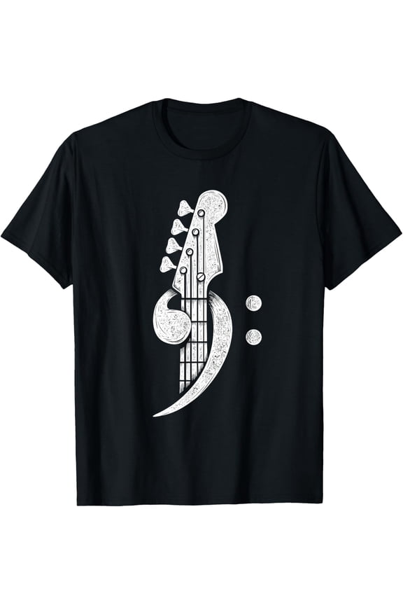 Bass Cleff - Headstock Bassist Bass Guitar Musician Music T-Shirt men and women can wear,black,white,creative gift