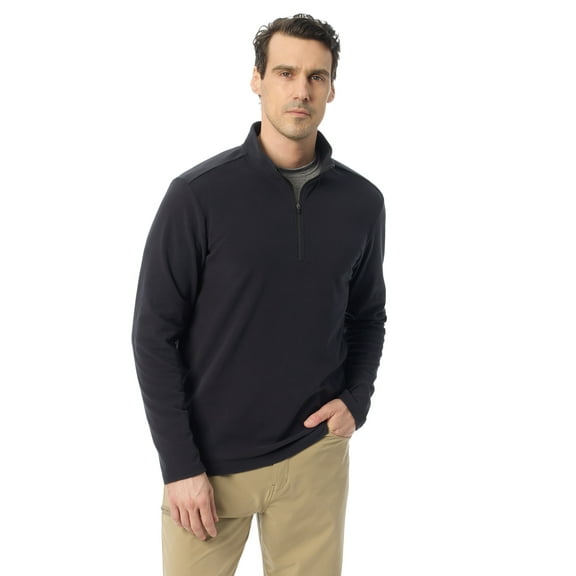 Bass & Co Men's & Big Men's Pro-Sueded Quarter Zip Heathered Pullover, Sizes S-XXXL