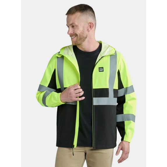 Bass Creek Outfitters Men's Class 3 Hi Vis Bonded Rain Jacket with Reflective Taping, Sizes M-2XL
