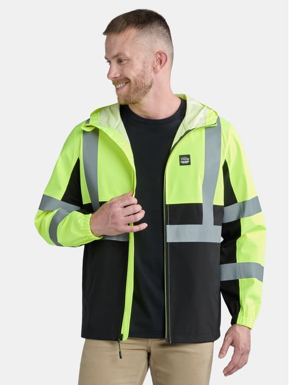Men's Class 3 Hi Vis Bonded Rain Jacket with Reflective Taping, Sizes M-2XL