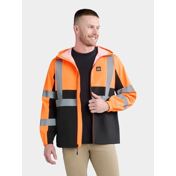 Bass Creek Outfitters Men's Class 3 Hi Vis Bonded Rain Jacket with Reflective Taping, Sizes M-2XL