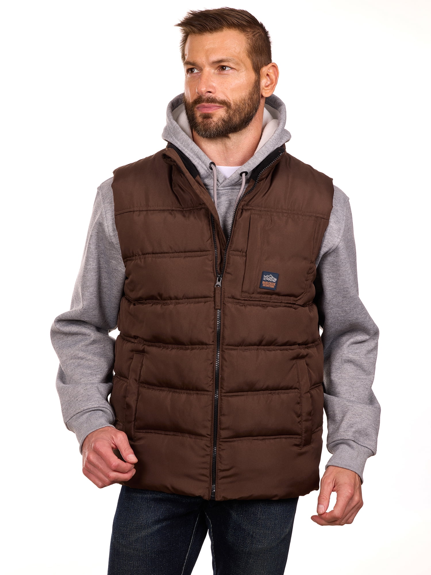 Bass Creek Outfitters Men's Double Needle Quilted Puffer Vest, Sizes M-XXL