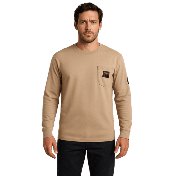 Bass Creek Outfitters Men's Flame Resistant Long Sleeve Crewneck Knit Top, Sizes M-2XL